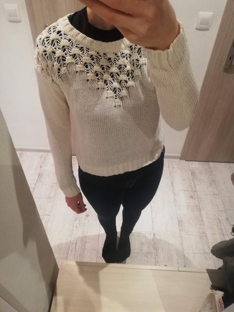 Biely kratší sveter f&f, f&f,m