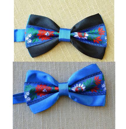 Folklórny, ľudový motýlik hand made modrý / čierny, 