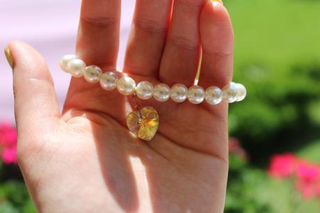 Perlový náramok so swarowski príveskom, 