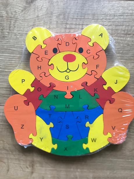 Drevené puzzle-macko, 