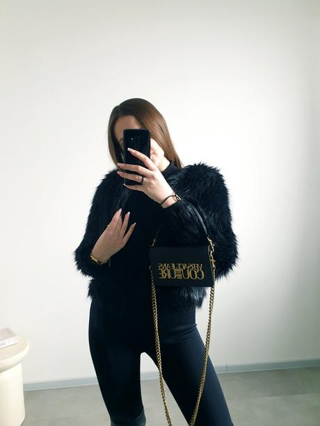 Čierny kožúšok xxs, h&m,xs