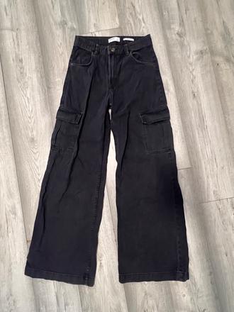 Bershka široké čierne rifle, bershka,xs