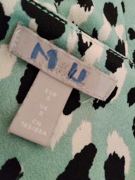 H&m elegantné mint vzorované šaty s dlhým rukávom, h&m,s
