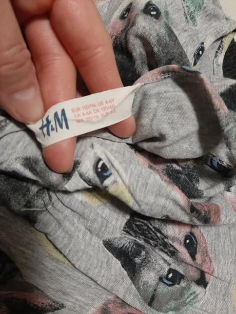 Nádherné tričkové šatičky s mačičkami na 4-6r., h&m,116