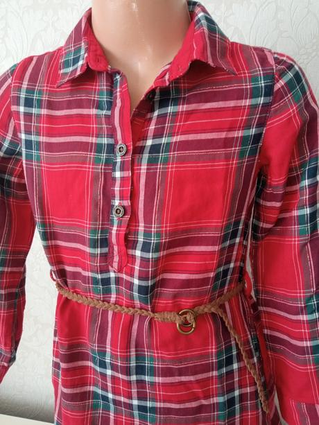 Dievčenské šaty kockované s opaskom (4-5 r.), h&m,110