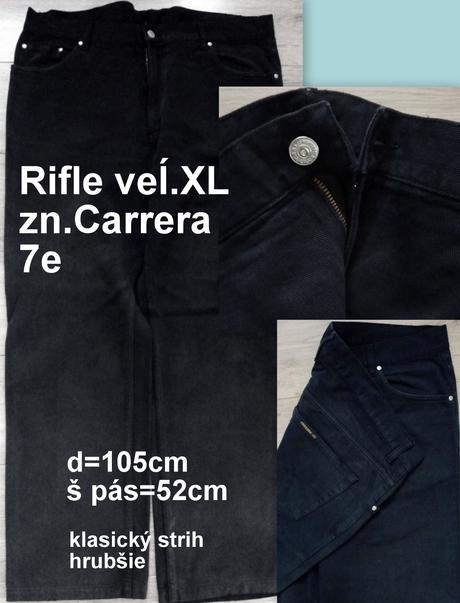 Predám pánske hrubšie rifle  veĺ.xl, zn.carrera, xl