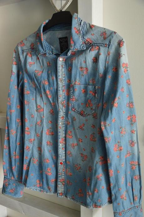 Kvetinková riflová košeľa, denim,s