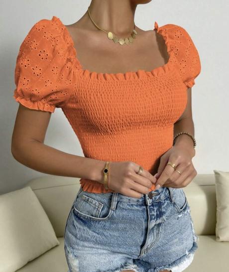 Oranžový crop top, m