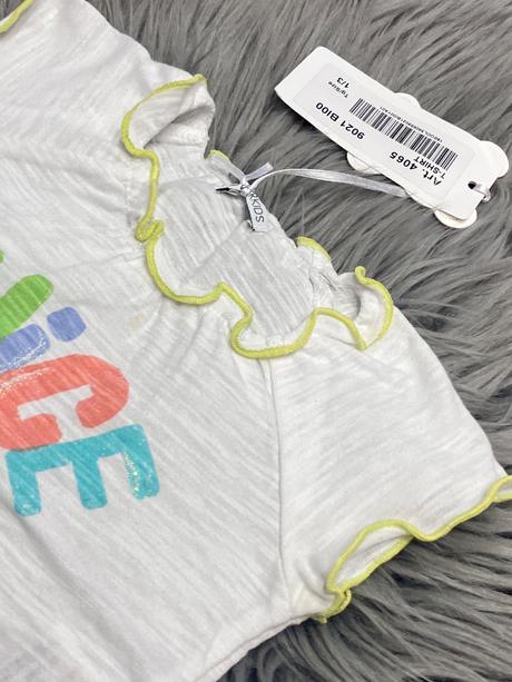 Dievčenské tričko s nápisom a fodričkami  (56), 56