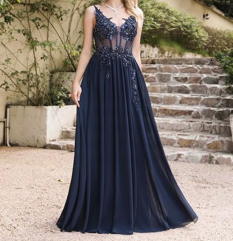 Tmavomodré spoločenské šaty, xl