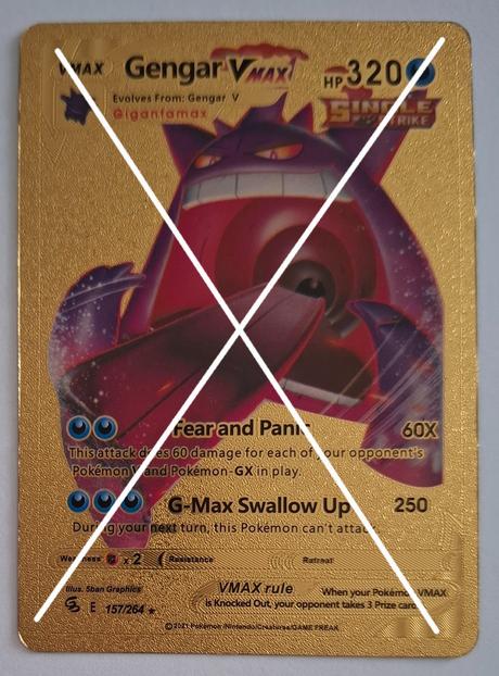 Pokémon karty zlaté plastové, 