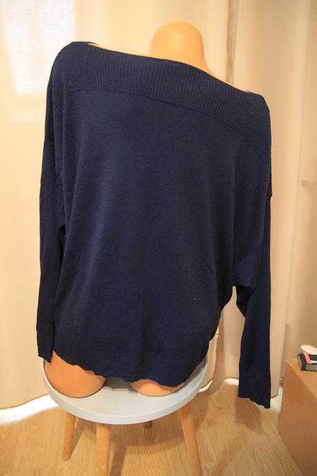 Tmavo modrý oversize sveter, l/xl, l