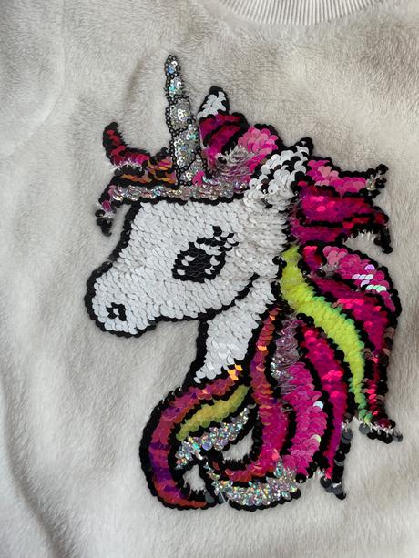 Huňatá mikinka jednorožec, h&m,104