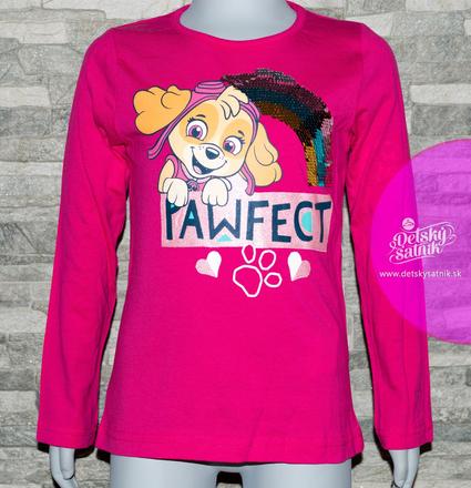 Dievčenské tričko paw patrol ružové s flitrami, 98