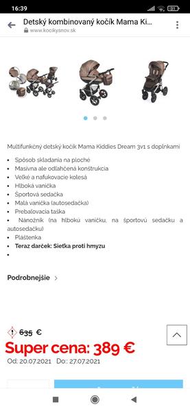 Má niekto kočík Mama Kiddies dream 2 v 1?