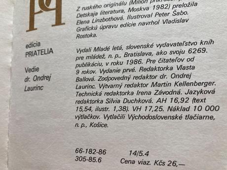 Milión dobrodružstiev-prvé vydanie 1986, 