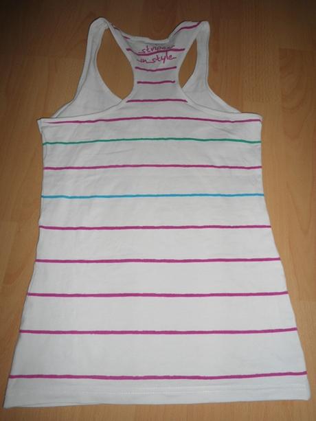 Biele tricko farebny pasik, xs