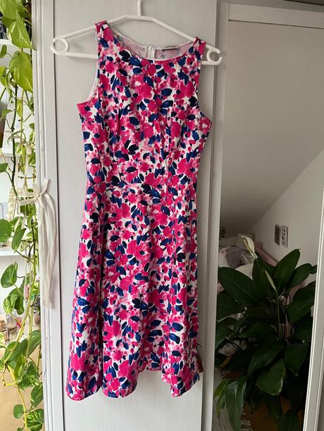 Ružové šaty s kvetinami/ kvetinkové šaty, orsay,xs