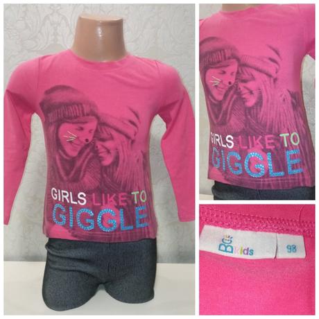 Dievčenské tričko so vzorom a kamienkami (98), 98