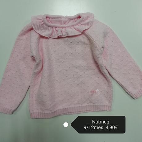 Ružový sveter s volánikom, nutmeg,80