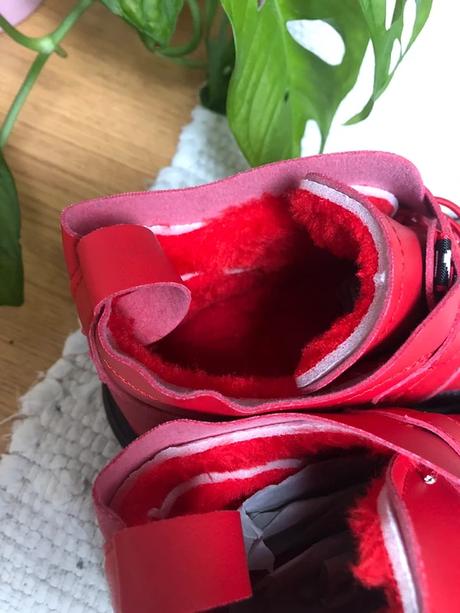Červené čizmy na zimu/ zateplene čižmy, 36