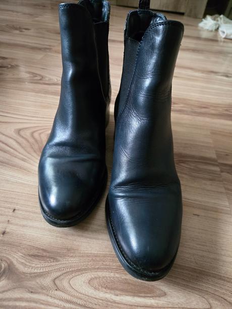 Tmavomodré kožené čižmy vel.37, humanic,37