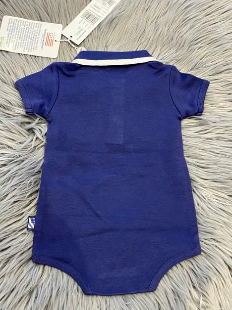 Chlapčenské body s vreckami a macíkom (0-3 mes.), original marines,56