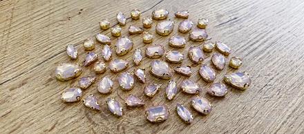 Našívacia kamienky mix veľkostí - 50 kusov - champ, 