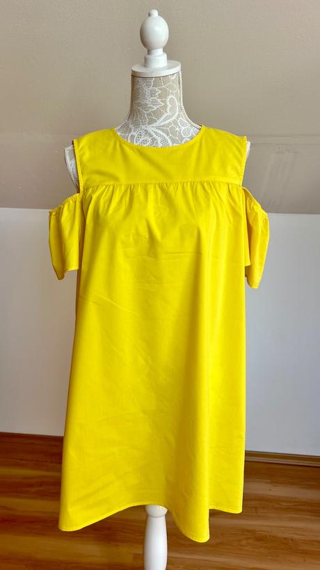 Žlté šaty s padavými ramenami, l, l