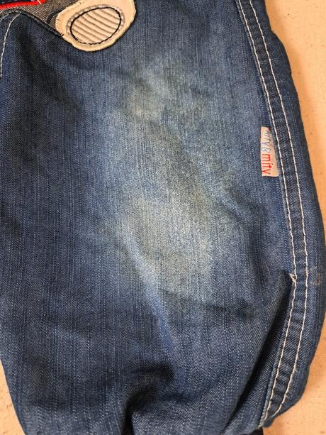 Modré nohavice na traky s medvedíkom, 86