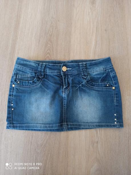 Riflová mini sukňa, s