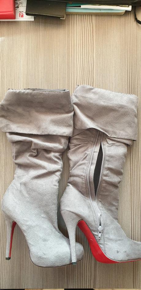 Semišové prechodné čižmičky nad kolená, 37