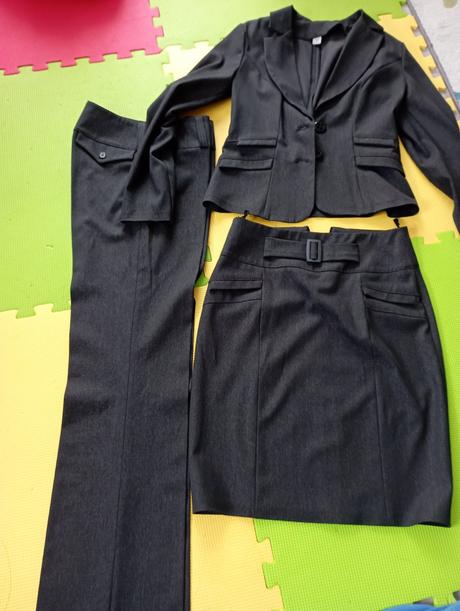 3dielny komplet, sako, sukňa, nohavice, s