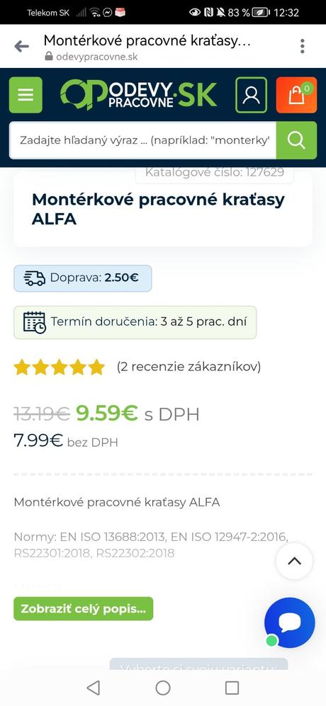 Pánske montérky kratasy, l