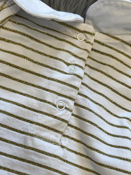 Dievčenské pásikavé body bielo zlaté (86), 86