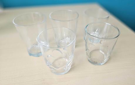 Retro poháre s reliéfnym vzorom, súprava 5 ks, 