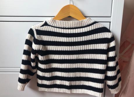 Krémovo - čierny pásikavý sveter 92/98, 92