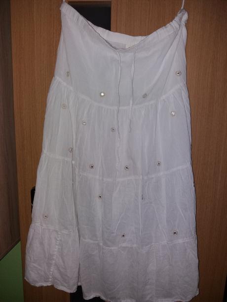 Biela letna sukna dlha s flitrami, l