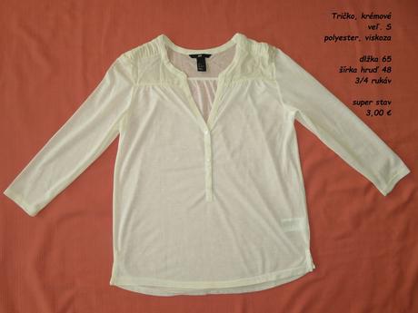 Krémové tenké tričko, h&m (s), h&m,s