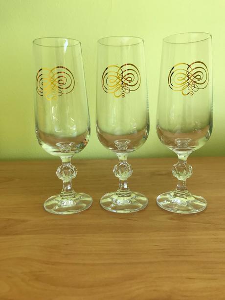 Náhradné poháre na šampus, zlátený dekor, 