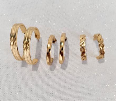 3x náušnice kruhy, 