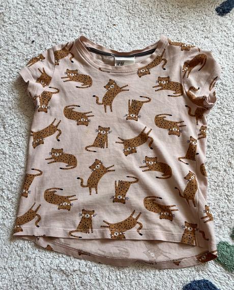 2 bledoružové bavlnené tričká s leopardmi, h&m, 98, h&m,98