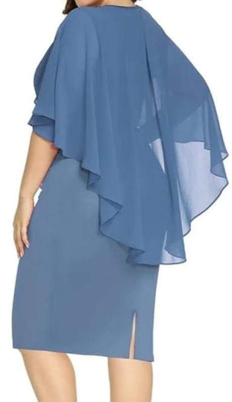 Elegantné šaty, šedá/modrá, v. 2xl/3xl, xxl