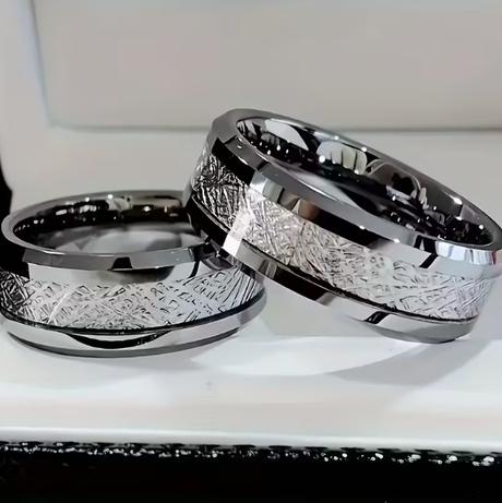 Elegantné 2ks obrúčky 8mm strieborné so vzorom,