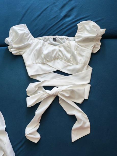 Volánový set - šortková sukňa+crop top, l