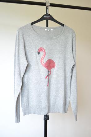 Sivý sveter s plameniakom m, m