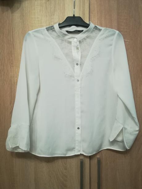 Biela blúzka s čipkou, zara,m