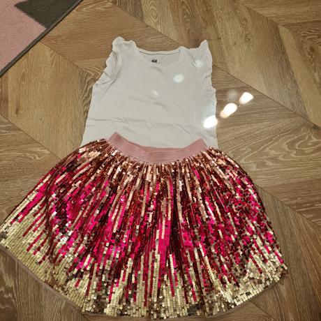 Flitrovana sukna a tricko, h&m,134