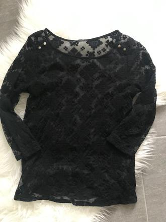 Čipkovaný top čierny, s