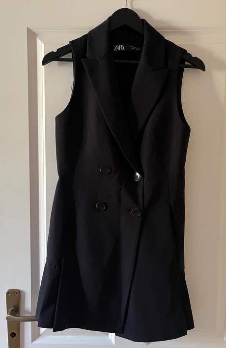 Čierne vestové minišaty/dlhšia vesta, zara, xs/34, zara,xs